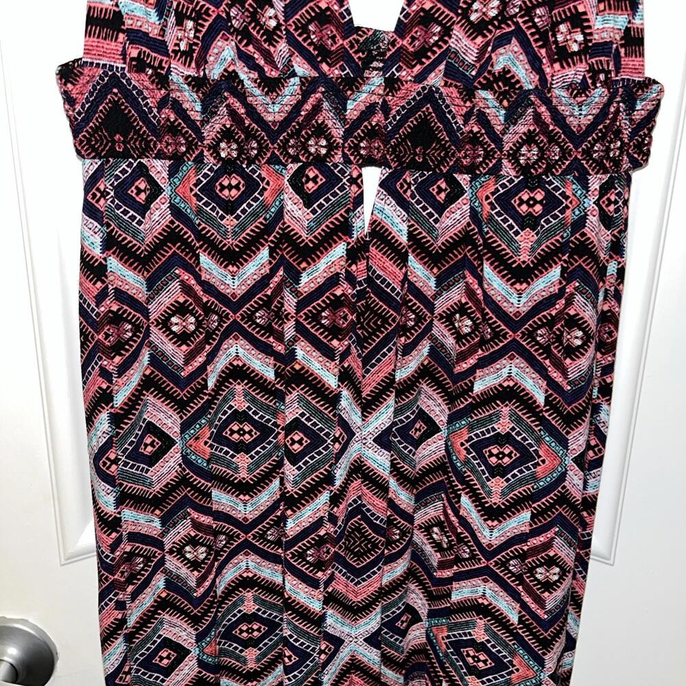 Forever 21 Womens Multicolor Printed Sleeveless V-Neck Cut-out Maxi Dress Size M - Picture 3 of 5